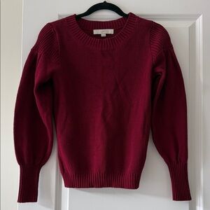 LOFT Women's Deep Red Crew Neck Sweater